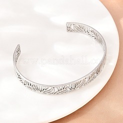 Hollow 304 Stainless Steel Open Cuff Bangles for Women&nbsp;BJEW-F547-01P