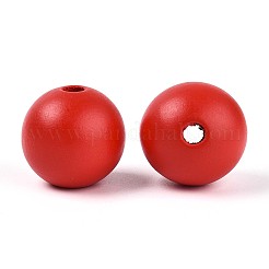 木材ヨーロッパのビーズ  マットなスタイル  大穴ビーズ  ラウンド  レッド  28.5~30mm  穴：4.5~6.5mm&nbsp;WOOD-M014-01A-01