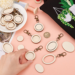12Pcs 2 Style Oval/Round Wood Pendant Cabochon Settings Pendant Decorations&nbsp;KEYC-AB00025