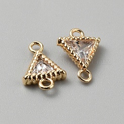 Brass Pave Clear Cubic Zirconia Connector Charms&nbsp;KK-WH0062-71C-G