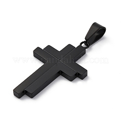 304ステンレスペンダント  クロス  ブラック  37.5x23x3mm  穴：4.5x9mm&nbsp;STAS-G346-35EB