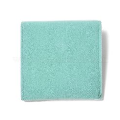 ベルベットのジュエリー収納ポーチ  スナップボタン付きスクエアジュエリーバッグ  ピアス用  リング収納  ターコイズ  6.75~6.8x7cm&nbsp;TP-B002-02C