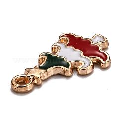 合金ペンダント  カドミウムフリー＆鉛フリー  エナメル  クリスマスツリー  ライトゴールド  カラフル  20x12x2mm  穴：2mm&nbsp;X-ENAM-S115-081