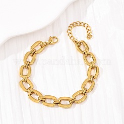 304 Stainless Steel Rectangle Link Chain Bracelets for Women&nbsp;BJEW-F536-18G