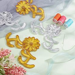 4Pcs 2 Colors Computerized Embroidery Polyester Sew on Sequin Patches&nbsp;DIY-HY0001-12