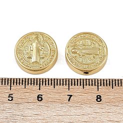 真鍮ビーズ  長持ちメッキ  カドミウムフリー＆鉛フリー  ラックめっき  フラットラウンド  18KGP本金メッキ  14.5~15x4.5~7mm  穴：1.5~1.6mm&nbsp;KK-I358-056G