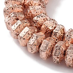 Electroplated Natural Lava Rock Beads Strands&nbsp;G-H303-A03-RG