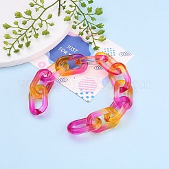 手作りのツートンカラーの透明アクリルアズキチェーン  クイックリンクチェーン  溶接されていない  レッドオレンジ  38.5x23.5x6.5mm  39.37インチ（1m）&nbsp;AJEW-JB00840-02