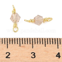 Glass Faceted Hexagon Connector Charms&nbsp;KK-C097-07G-01