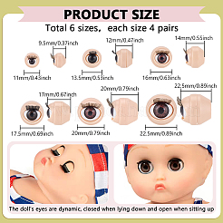 24 Pairs 6 Styles 3D ABS Doll Craft Cartoon Movable Eye&nbsp;FIND-PH0028-13A