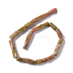 天然石ユナカイトビーズ連売り  ツイストコラム  19~21.5x8~9.5x8~9.5mm  穴：1.2mm  約20個/連  15.67''~16.34''（39.8~41.5センチメートル）&nbsp;G-L240-15