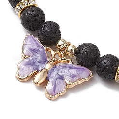 Round Natural Lava Rock Beads Stretch Bracelets for Women&nbsp;BJEW-JB11401