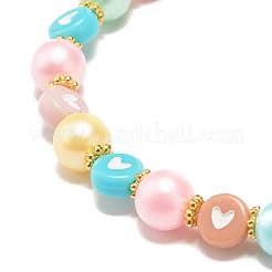 女性のためのハートのアクリルビーズストレッチブレスレット  カラフル  内径：2-1/4インチ（5.8cm）&nbsp;BJEW-JB07564