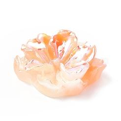 蓄光樹脂カボション  ABカラー  暗闇で光る花  サドルブラウン  23.5x8mm&nbsp;RESI-E033-02F