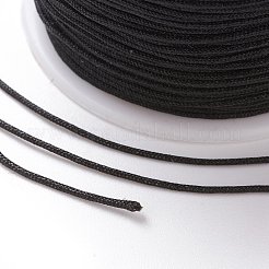 編みナイロンコード  ジュエリー製作やマクラメ工芸用の中国結び紐  ブラック  0.8mm  100ヤード/ロール&nbsp;X-NWIR-K013-A05