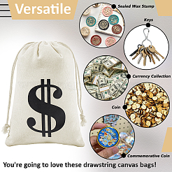 30Pcs Dollar Sign Printed Cloth Drawstring Bags&nbsp;ABAG-FG0001-13