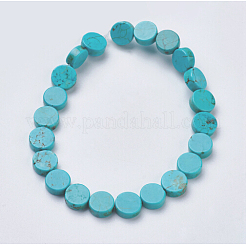 天然マグネサイトビーズ連売り  染め  フラットラウンド  シアン  8x3mm  穴：1mm  約22個/連  6.88インチ&nbsp;TURQ-K003-09B