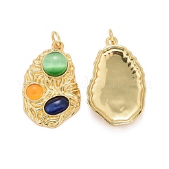 Rack Plating Cat Eye Pendants&nbsp;KK-I689-11G