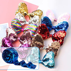 プラスチックpaillette弾性ビーズ  スパンコールビーズ  装飾アクセサリー  8列パレットロール  フラット  ブルー  69~75x1.5mm  1m /連&nbsp;OCOR-WH0077-45A