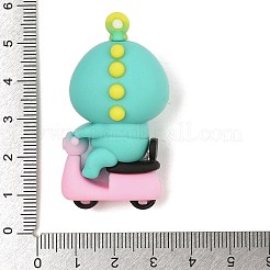 プラスチックの漫画の動物のフィギュアペンダント  プラチナ鉄ループ付き  恐竜  50.5x28x24.5mm  穴：3mm&nbsp;FIND-R100-04C