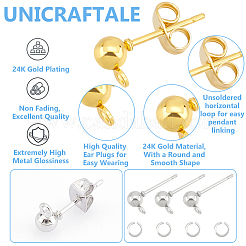 120Pcs 2 Colors Iron Ball Stud Earring Post&nbsp;KK-UN0001-70