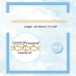 イオンプレーティング(IP) 304ステンレススチールカーブチェーンエクステンダー80個  エンドチェーン  ゴールドカラー  45~52mm&nbsp;STAS-UN0054-79