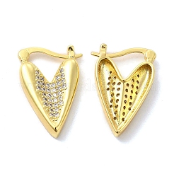 Clear Cubic Zirconia Heart Hoop Earrings&nbsp;EJEW-A095-01G