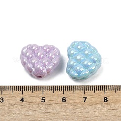 不透明アクリルワッフルビーズ  ハート  ABカラーメッキ  ミックスカラー  17x20x10mm  穴：2.8mm&nbsp;X-OACR-C022-14