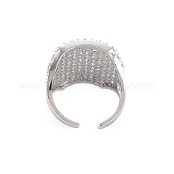 Brass Micro Pave Cubic Zirconia Cuff Rings&nbsp;RJEW-S045-150P