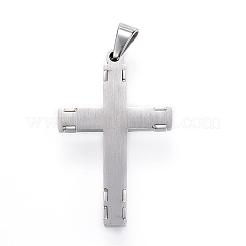 変色しにくい304ステンレススチールペンダント  クロス  ステンレス鋼色  45x28x4mm  穴：4.5x8mm&nbsp;STAS-G093-32P