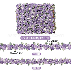 4.6~5ヤードの花柄ポリエステルトリムリボン  カーテンレーストリミング用  パープル  3/4インチ（20mm）&nbsp;OCOR-PH0001-97D
