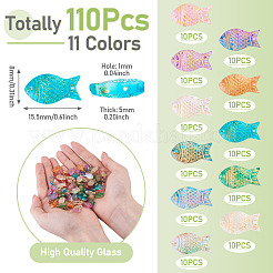 110Pcs 11 Colors Baking Paint and Golden Metal Enlaced Glass Beads&nbsp;DGLA-TA0001-66