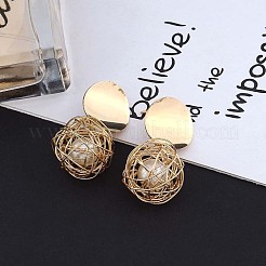 Alloy Imitation Pearl Dangle Stud Earrings&nbsp;FS-WGF05F0-01