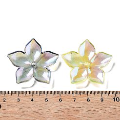UVメッキ透明アクリルビーズキャップ  虹色の  花  ミックスカラー  36x38x4mm  穴：2mm&nbsp;MACR-K356-15H