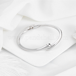 ティアドロップ型合金カフバングル1個  女性用ヒンジ付きバングル  プラチナ  内径：2x2-3/8インチ（5x6cm）&nbsp;BJEW-LP0015-26P