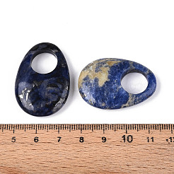 天然ソーダライトの大きな穴のペンダント  卵チャーム  35~36.5x24.5~25.5x7~8mm  穴：12~12.5mm&nbsp;G-N348-06B-10
