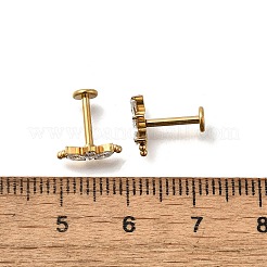 F136 チタン クリア キュービックジルコニア ラブレット  馬の目3つ  ゴールドカラー  11mm  ピン：1.2mm  ヘッド：4mm&nbsp;AJEW-D302-01G