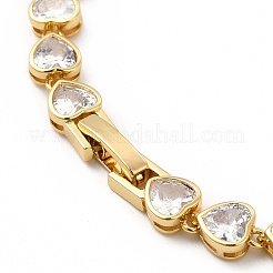 Clear Cubic Zirconia Heart Link Chain Necklace&nbsp;NJEW-E074-06G