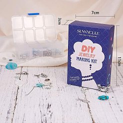 海をテーマにしたDIYイヤリングの作り方  天然アマゾナイトと合成ターコイズビーズ  ガラスビーズ  合金のペンダントと真鍮のピアスフック  ターコイズ&nbsp;DIY-SC0008-63