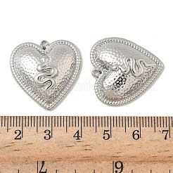 304ステンレスペンダント  蛇と心  ステンレス鋼色  25x25.5x6.5mm  穴：1.6mm&nbsp;STAS-D127-10P