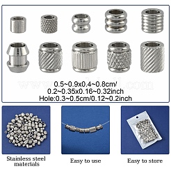 100Pcs 10 Styles Stainless Steel Beads&nbsp;STAS-YW0002-84