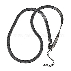 5mm 304 ステンレススチール フラットスネークチェーンネックレス 女性用 男性用  イオンプレーティング（ip）  ブラック  17.72インチ（45cm）&nbsp;NJEW-Z115-05EB
