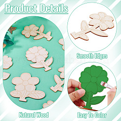 20Pcs 4 Styles Flower Unfinished Wood Display Decorations for DIY Painting Decoration Crafts&nbsp;DJEW-TA0001-38