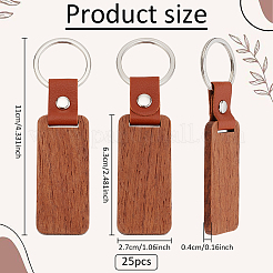 長方形の木製ブランクペンダントキーホルダー  DIYクラフトレーザー彫刻用  サドルブラウン  11.1cm&nbsp;FIND-WH0016-44