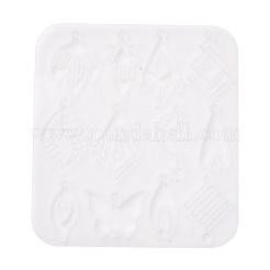 ペンダントシリコンモールド  イヤリング型  ジェッソ樹脂鋳造金型  混合図形  ホワイト  99x90x4mm&nbsp;X1-AJEW-S041-03C