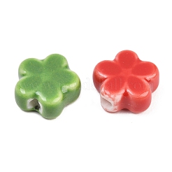 手作りの陶器ビーズ  花  ミックスカラー  11.5~12x12x5.5mm  穴：1.8~2mm&nbsp;PORC-D012-01