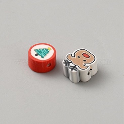 手作り樹脂粘土ビーズ  クリスマスビーズ  ミックスカラー  混合図形  8.5~11x8~9x4.5~5mm  穴：1.6mm&nbsp;FIND-WH0366-226