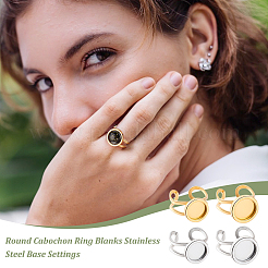 8Pcs 4 Style 201 Stainless Steel Open Cuff Ring Findings&nbsp;STAS-GA0001-54