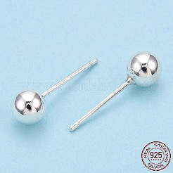スターリングシルバー ラウンド ボール スタッド イヤリング 925 個  銀  5mm  ピン：0.8mm&nbsp;STER-T005-01F