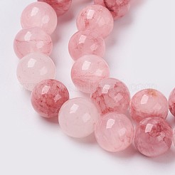 天然カラフルなグリーンジェイドのビーズの連  染め  ラウンド  ミスティローズ  12mm  穴：1mm  約33個/連  14.5インチ（37cm）&nbsp;G-G757-02-12mm